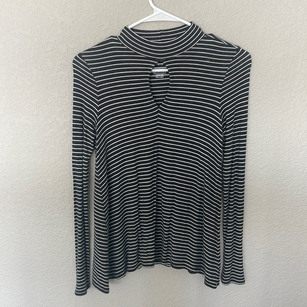 Striped long-sleeve American Eagle top